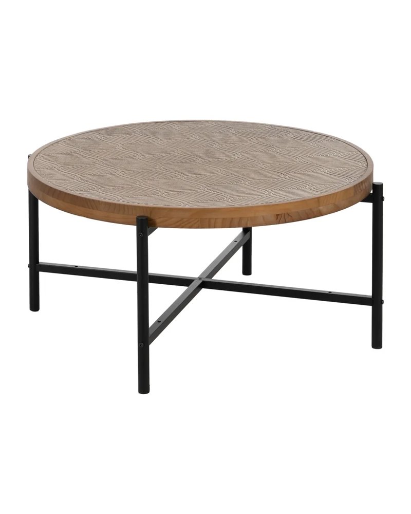 MESA CENTRO NATURAL-NEGRO METAL-MADERA 89 X 89 X 42,50 CM