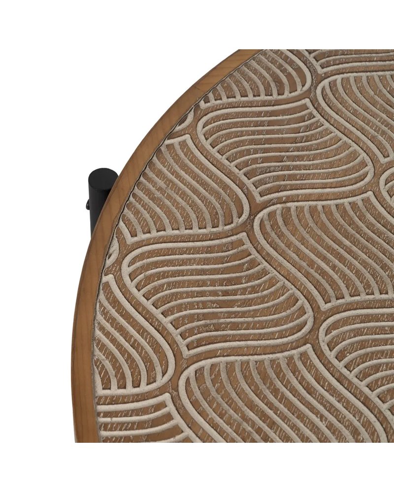 MESA CENTRO NATURAL-NEGRO METAL-MADERA 89 X 89 X 42,50 CM