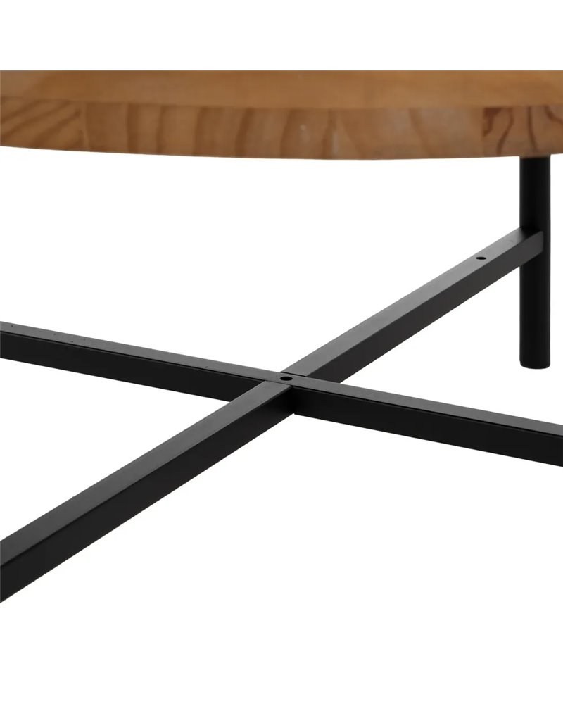 MESA CENTRO NATURAL-NEGRO METAL-MADERA 89 X 89 X 42,50 CM