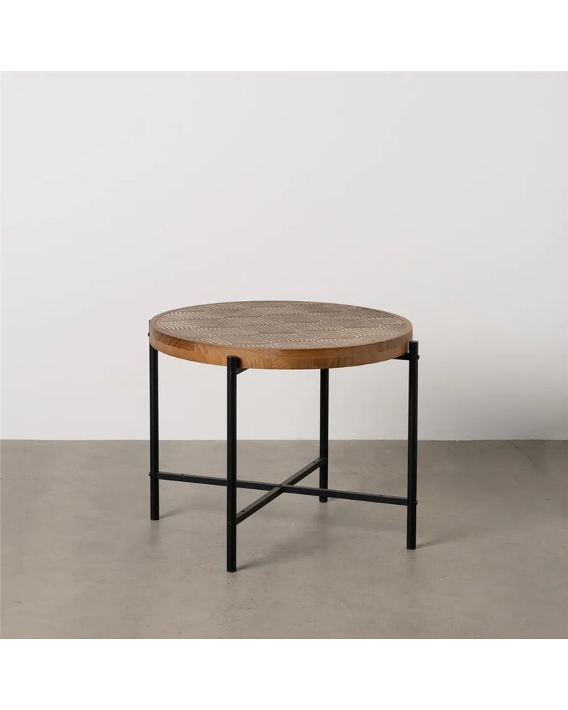 MESITA NATURAL-NEGRO METAL-MADERA 69 X 69 X 52,50 CM