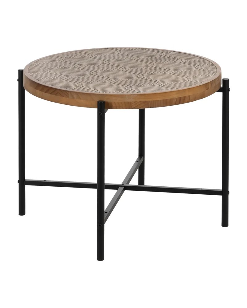 MESITA NATURAL-NEGRO METAL-MADERA 69 X 69 X 52,50 CM