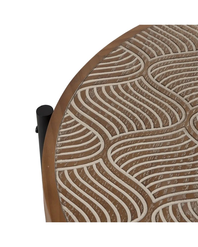 MESITA NATURAL-NEGRO METAL-MADERA 69 X 69 X 52,50 CM