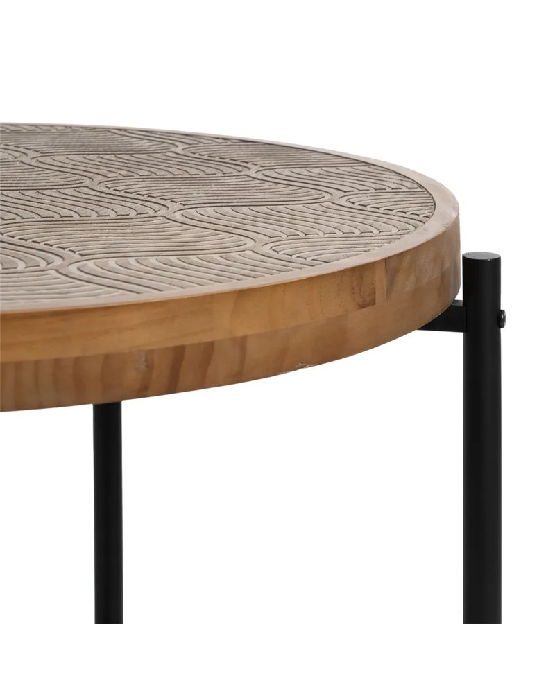 MESITA NATURAL-NEGRO METAL-MADERA 69 X 69 X 52,50 CM