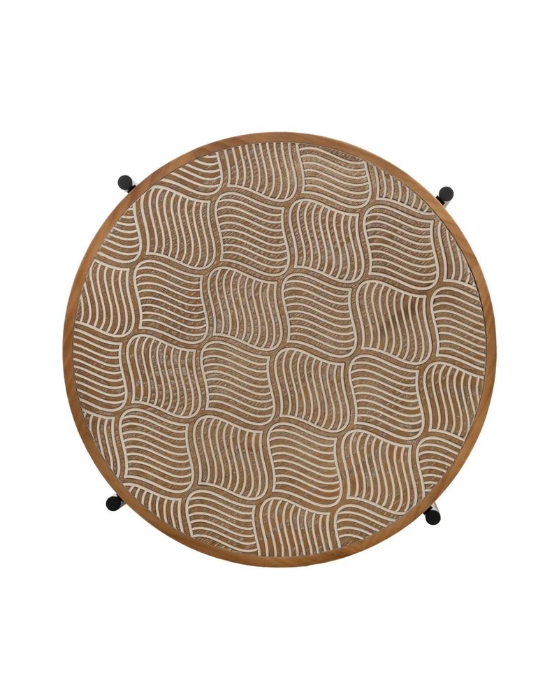 MESITA NATURAL-NEGRO METAL-MADERA 69 X 69 X 52,50 CM