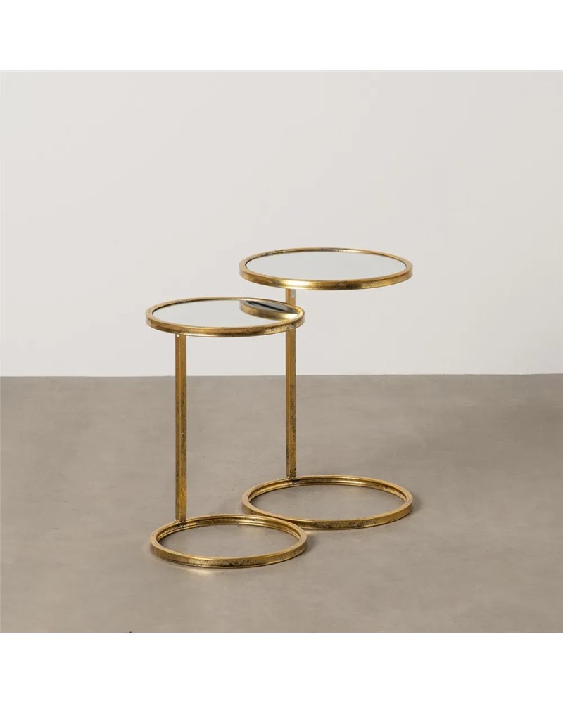 S/2 MESITAS DORADO METAL-CRISTAL 38 X 38 X 55,50 CM