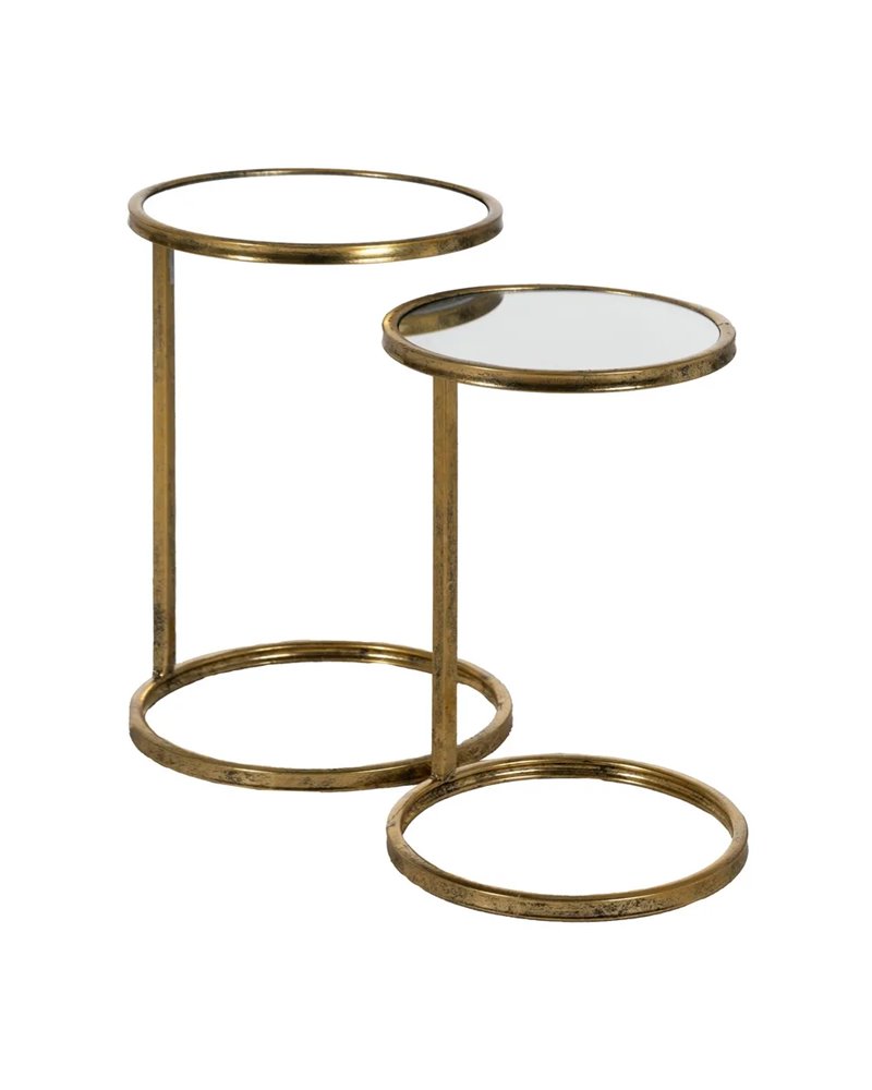 S/2 MESITAS DORADO METAL-CRISTAL 38 X 38 X 55,50 CM
