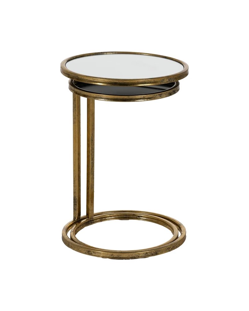 S/2 MESITAS DORADO METAL-CRISTAL 38 X 38 X 55,50 CM