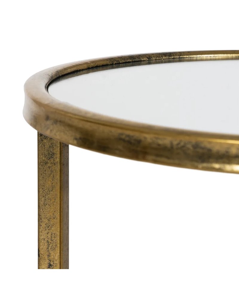 S/2 MESITAS DORADO METAL-CRISTAL 38 X 38 X 55,50 CM