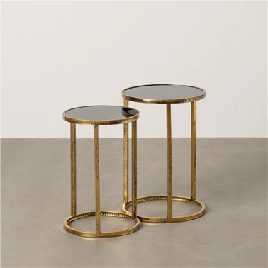 S/2 MESITAS DORADO METAL-CRISTAL 38 X 38 X 55,50 CM