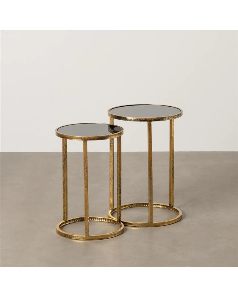 S/2 MESITAS DORADO METAL-CRISTAL 38 X 38 X 55,50 CM