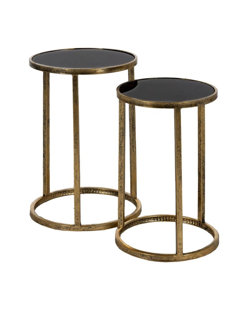 S/2 MESITAS DORADO METAL-CRISTAL 38 X 38 X 55,50 CM