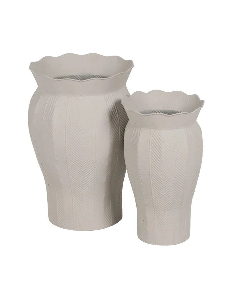 S/2 MACETEROS BLANCO METAL DECORACIÓN 25,50 X 25,50 X 44,50