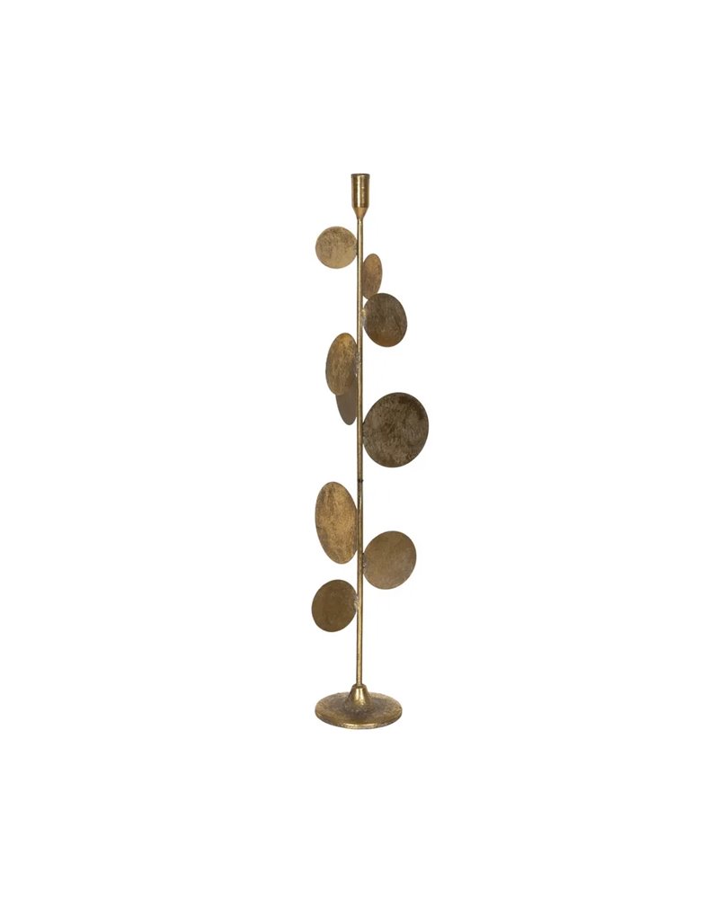 PORTAVELAS ORO METAL DECORACIÓN 18,50 X 18,50 X 71,50 CM