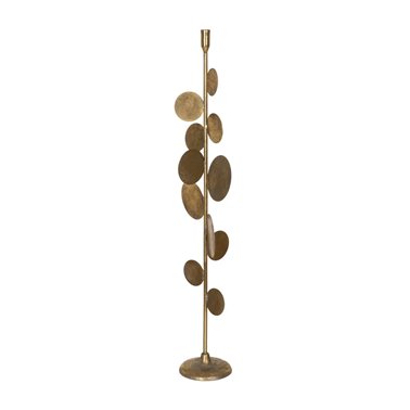PORTAVELAS ORO METAL DECORACIÓN 20,50 X 20,50 X 88,50 CM