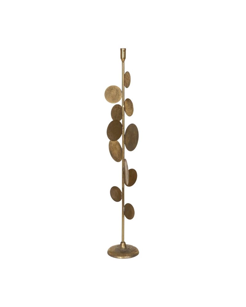 PORTAVELAS ORO METAL DECORACIÓN 20,50 X 20,50 X 88,50 CM