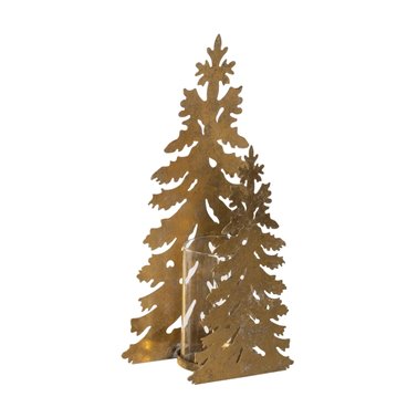 PORTAVELAS ÁRBOL ORO METAL DECORACIÓN 22 X 11 X 41,50 CM