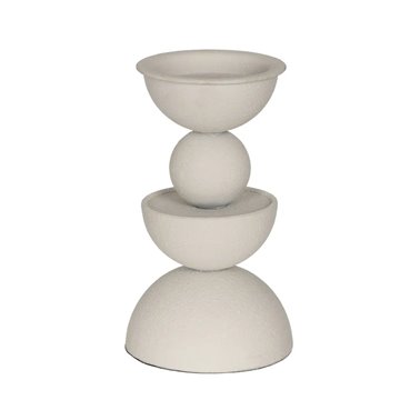 PORTAVELAS BLANCO METAL DECORACIÓN 12,50 X 12,50 X 22 CM
