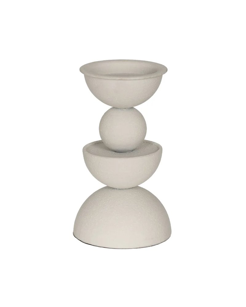 PORTAVELAS BLANCO METAL DECORACIÓN 12,50 X 12,50 X 22 CM