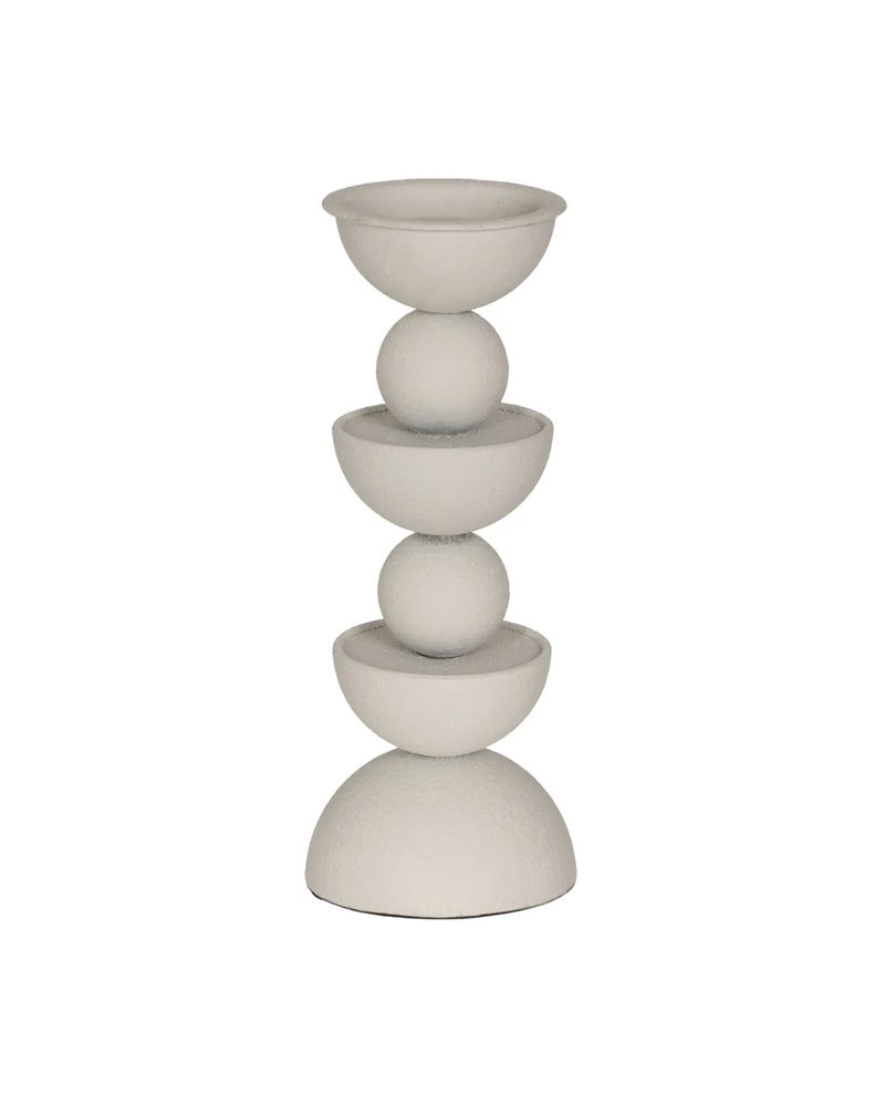 PORTAVELAS BLANCO METAL DECORACIÓN 12,50 X 12,50 X 32 CM