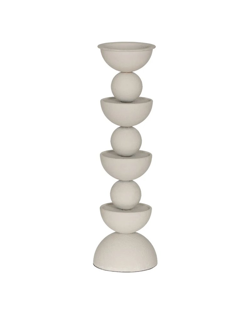 PORTAVELAS BLANCO METAL DECORACIÓN 12,50 X 12,50 X 43 CM
