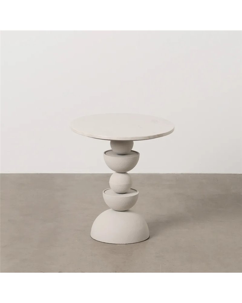 MESITA BLANCO METAL-MÁRMOL 40,50 X 40,50 X 45 CM