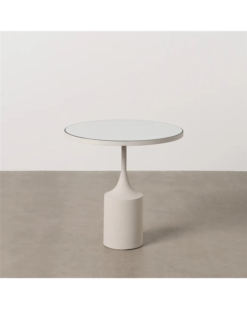 MESITA BLANCO METAL-ESPEJO 45 X 45 X 46 CM