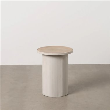 MESITA NATURAL-BLANCO DM-METAL 36 X 36 X 46 CM