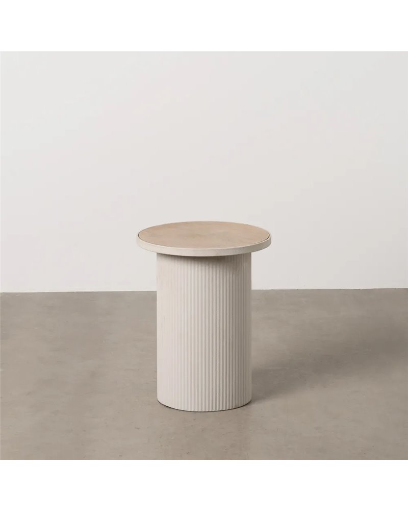MESITA NATURAL-BLANCO DM-METAL 36 X 36 X 46 CM
