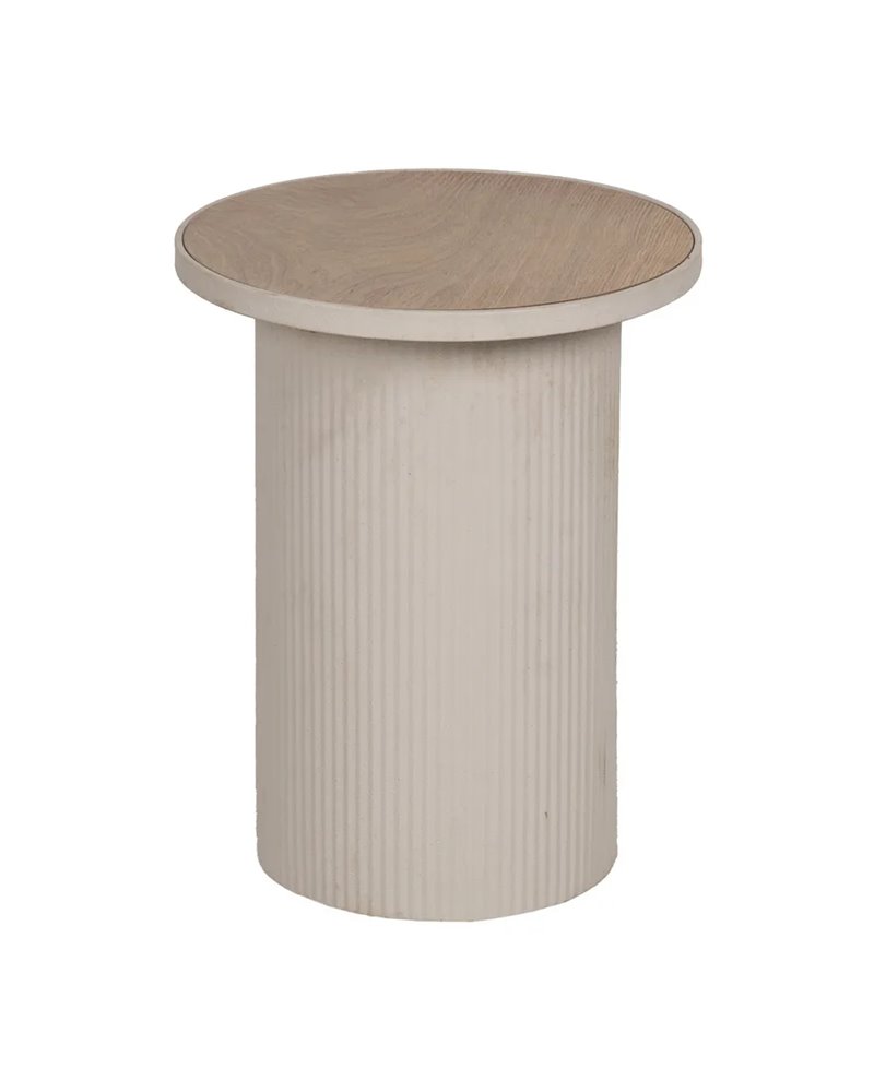 MESITA NATURAL-BLANCO DM-METAL 36 X 36 X 46 CM