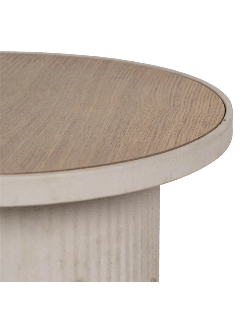 MESITA NATURAL-BLANCO DM-METAL 36 X 36 X 46 CM