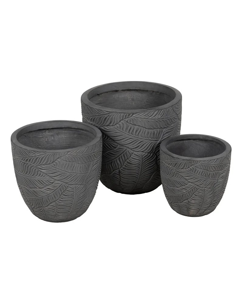 S/3 MACETEROS GRIS FIBRA DE MAGNESIO 37 X 37 X 35 CM