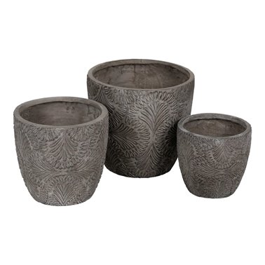 S/3 MACETEROS GRIS FIBRA DE MAGNESIO 37 X 37 X 35 CM