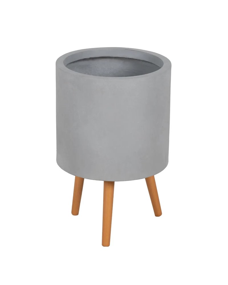 S/3 MACETEROS GRIS FIBRA DE MAGNESIO 36 X 36 X 56 CM