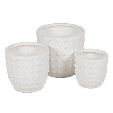 S/3 MACETEROS BLANCO FIBRA DE MAGNESIO 37 X 37 X 35,50 CM