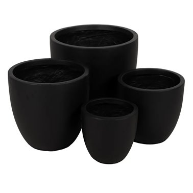 S/4 MACETEROS NEGRO FIBRA DE MAGNESIO 44 X 44 X 41,50 CM