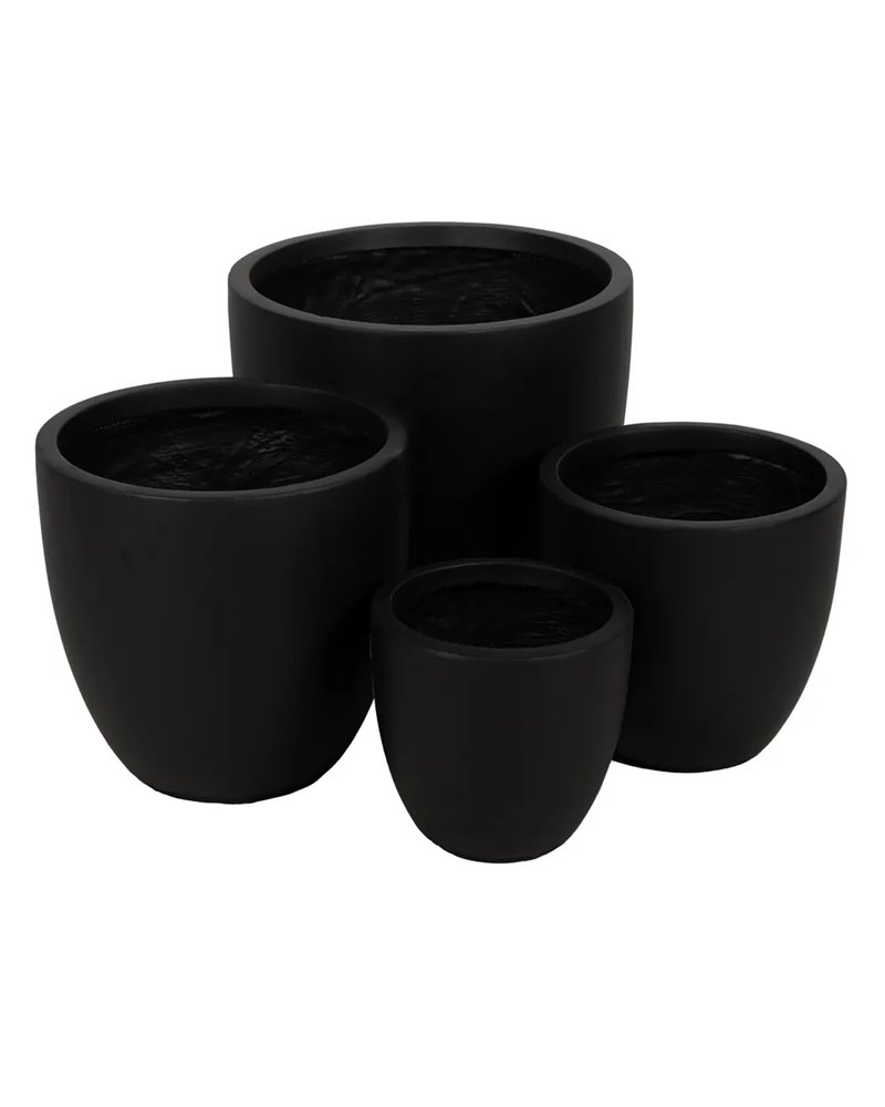 S/4 MACETEROS NEGRO FIBRA DE MAGNESIO 44 X 44 X 41,50 CM