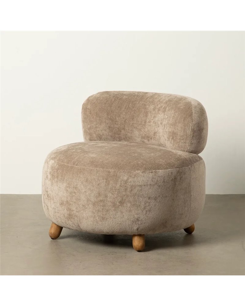 SILLÓN TAUPE MADERA DE ABEDUL SALÓN 78 X 82 X 71 CM