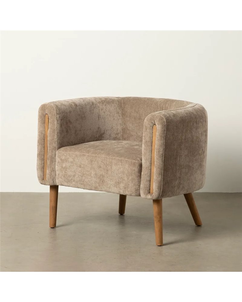 SILLÓN TAUPE MADERA DE ABEDUL SALÓN 73 X 73 X 68 CM