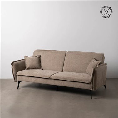 SOFÁ-CAMA TAUPE TEJIDO-METAL SALÓN 214 X 106 X 84 CM