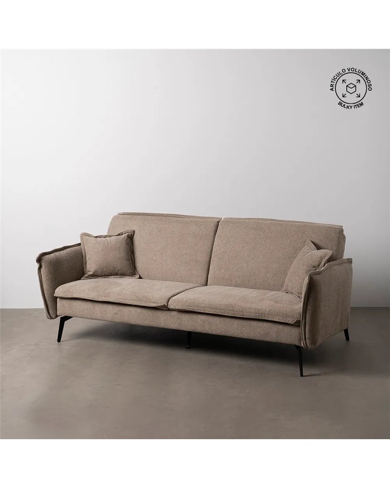 SOFÁ-CAMA TAUPE TEJIDO-METAL SALÓN 214 X 106 X 84 CM