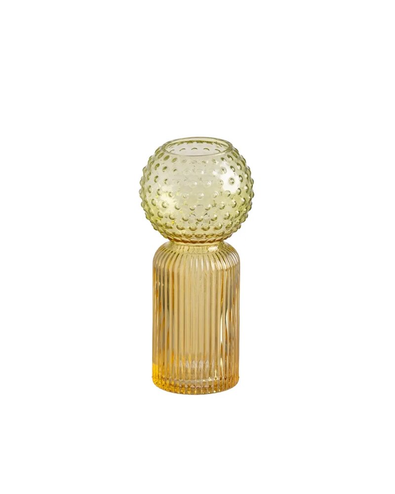 JARRÓN VERDE-AMARILLO CRISTAL DECORACIÓN 9,50 X 9,50 X 19,50