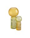JARRÓN VERDE-AMARILLO CRISTAL DECORACIÓN 9,50 X 9,50 X 19,50