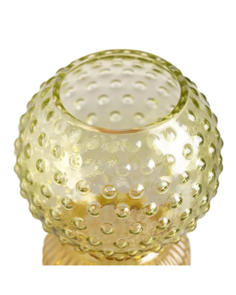 JARRÓN VERDE-AMARILLO CRISTAL DECORACIÓN 9,50 X 9,50 X 19,50