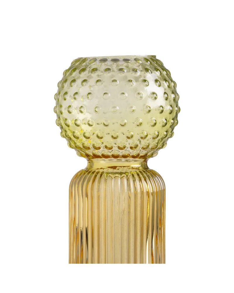 JARRÓN VERDE-AMARILLO CRISTAL DECORACIÓN 9,50 X 9,50 X 19,50