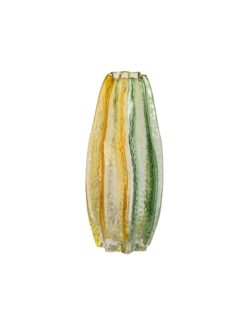 JARRÓN VERDE-AMARILLO CRISTAL DECORACIÓN 13,50 X 13,50 X 30