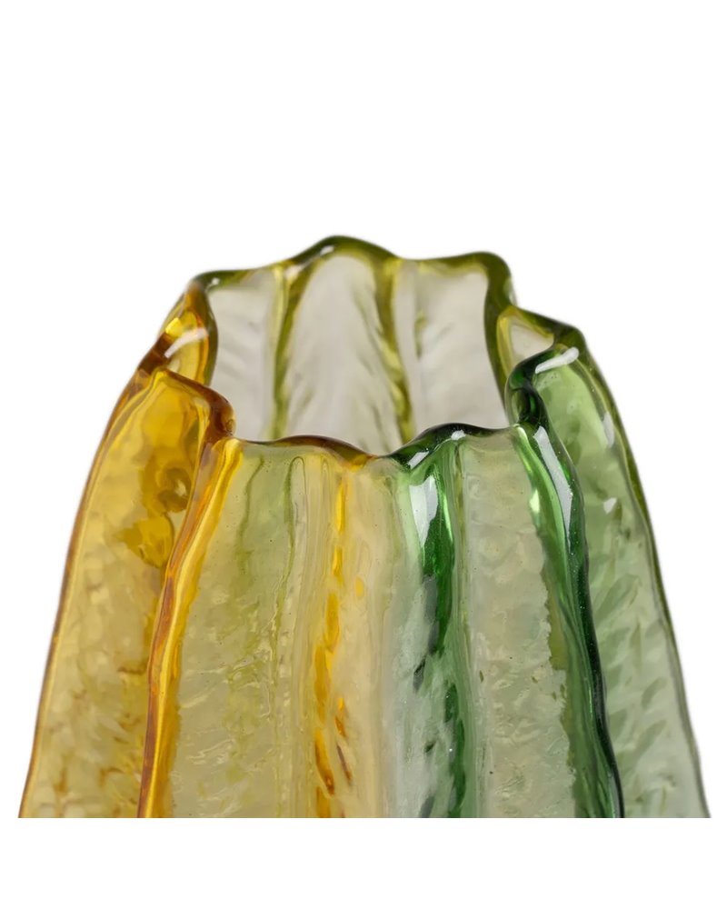 JARRÓN VERDE-AMARILLO CRISTAL DECORACIÓN 13,50 X 13,50 X 30