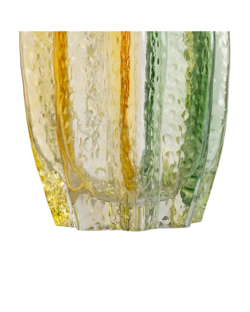 JARRÓN VERDE-AMARILLO CRISTAL DECORACIÓN 13,50 X 13,50 X 30