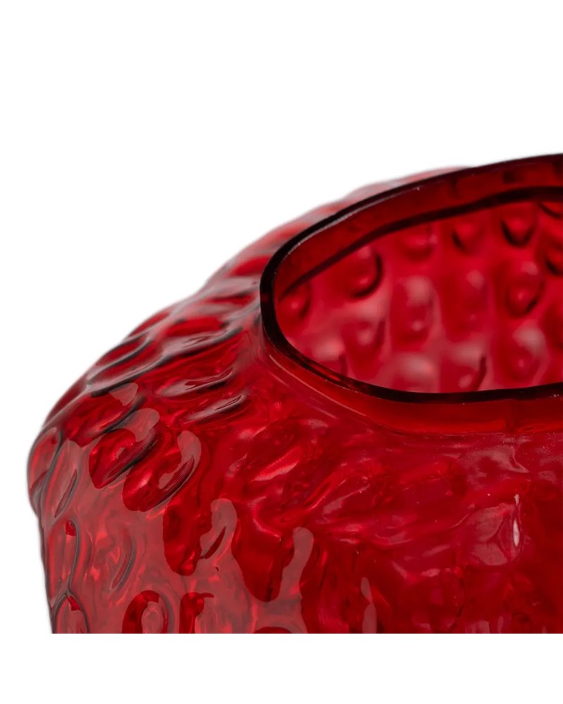 JARRÓN FRESA ROJO CRISTAL DECORACIÓN 23 X 19 X 25 CM