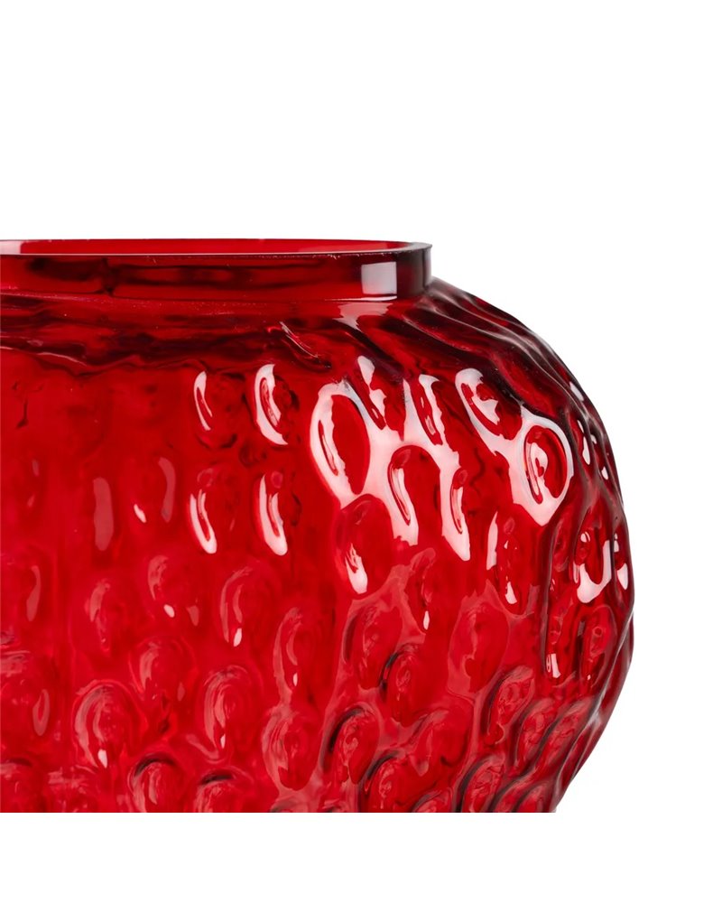 JARRÓN FRESA ROJO CRISTAL DECORACIÓN 23 X 19 X 25 CM
