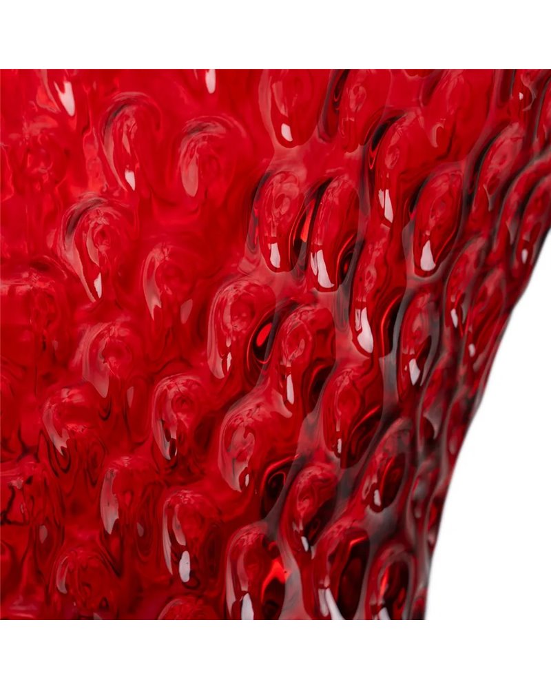 JARRÓN FRESA ROJO CRISTAL DECORACIÓN 23 X 19 X 25 CM